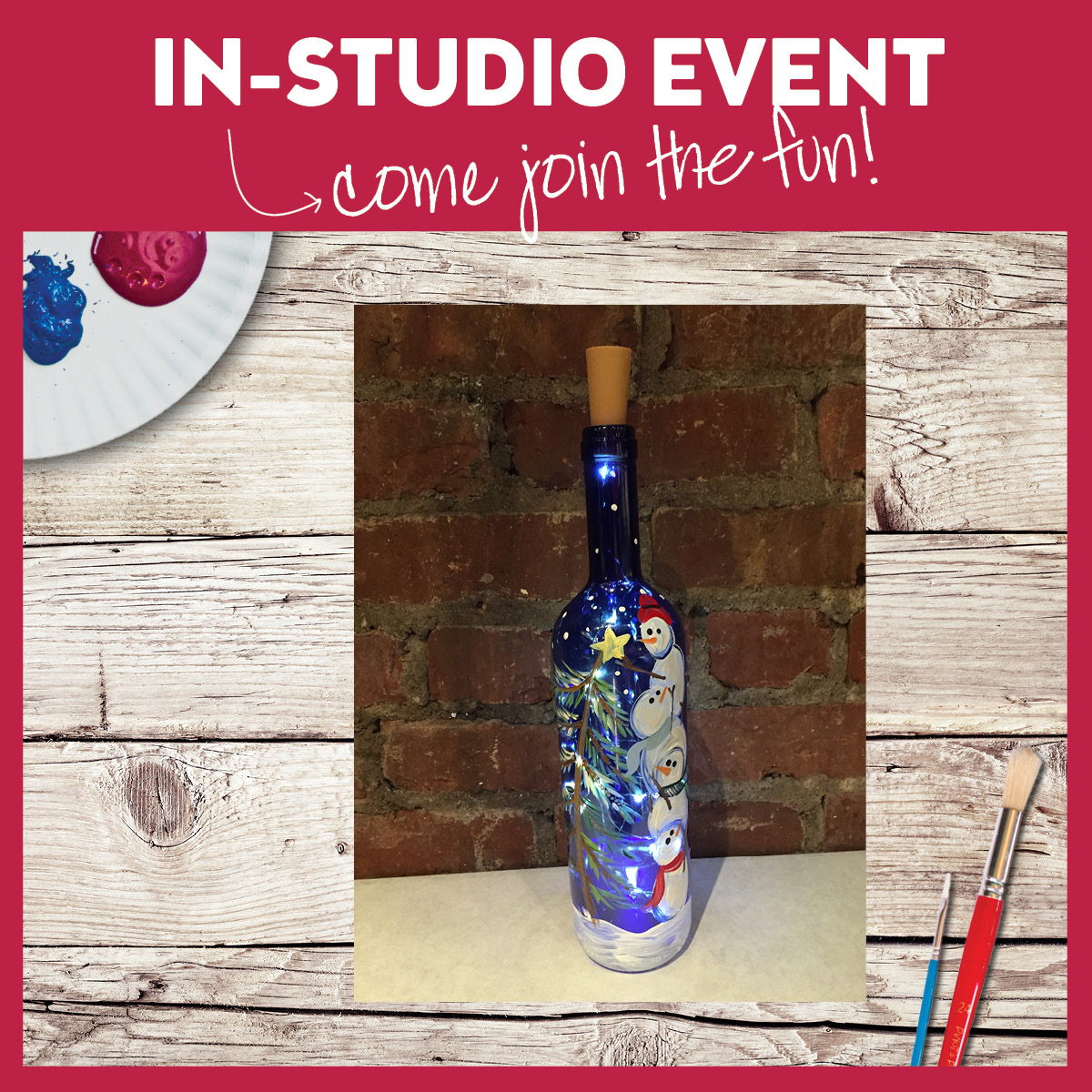 IN STUDIO WINE BOTTLE PAINTING CLASS!